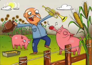 Free little pigs coloring (painted)